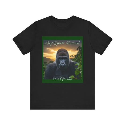 'My Spirit Animal is a Gorilla' T-Shirt - Beautiful Unisex Jersey Tee for Animal Lovers, Conservationists - Schmartypants