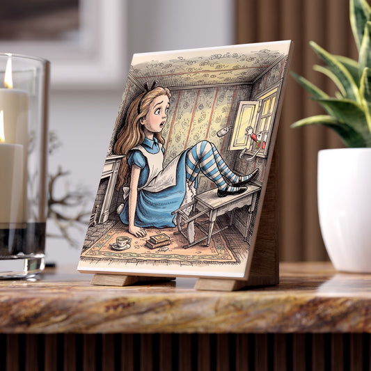Whimsical Alice in Wonderland Ceramic Photo Tile, Home Decor, Unique Gift, Nursery Wall Art, Fantasy Art