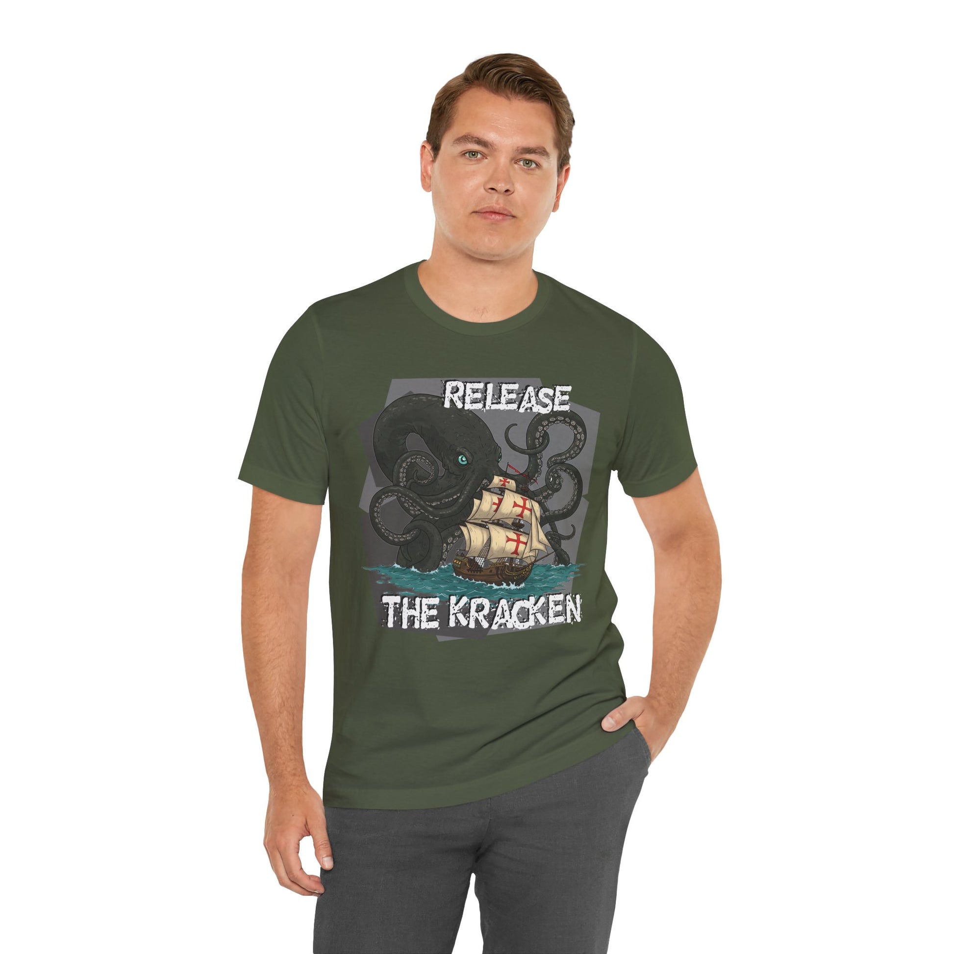 'Release The Kraken!' Tee - Unisex Short Sleeve Shirt, Nautical Tees, Pirate Fashion, Ocean Lover Gift, Funny T-Shirt, Sea Creature Shirt, Great for Gamers - Schmartypants