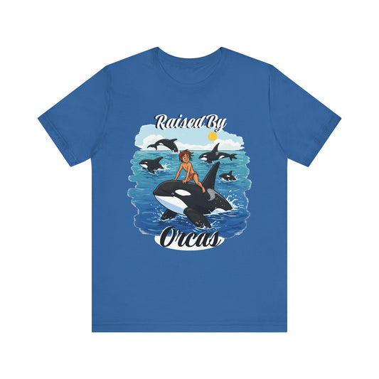 Funny 'Raised by Orca's' Tee - Perfect for Ocean Lovers, Beach Days, Summer Vacations, Gift for Marine Life Enthusiasts, Cute Animal Shirt