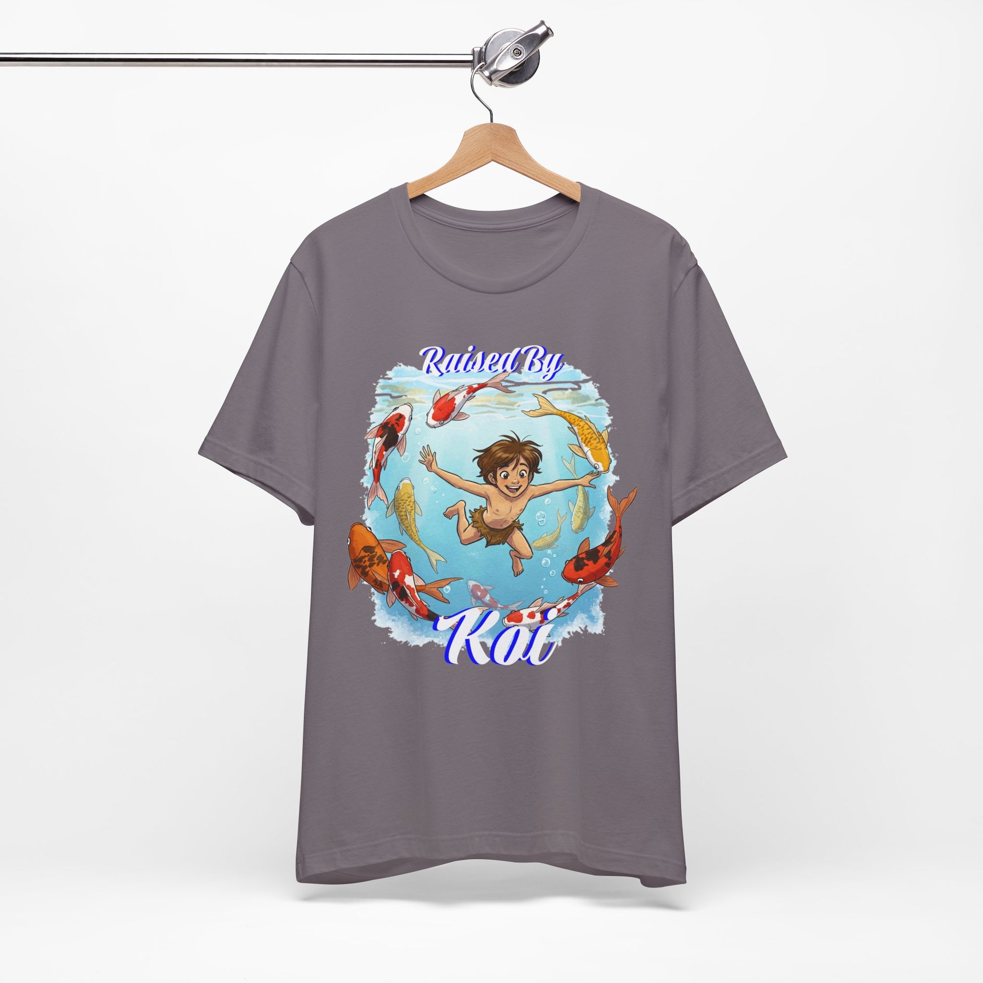 'Raised By Koi; Unisex Jersey Tee - Funny Graphic Tee for Aquatic Lovers, Cute Gift for Birthdays, Casual Wear, Summer Fashion, Relaxed Style - Schmartypants