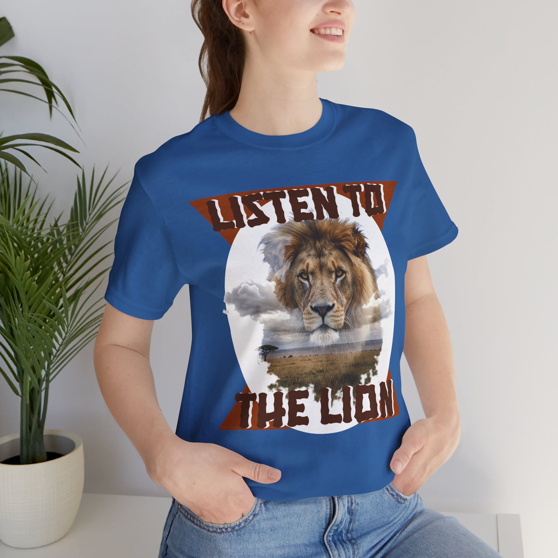 Listen to the Lion Unisex Tee, Casual T-Shirt, Wildlife Lover Gift, Nature Enthusiast Apparel, Birthday Present, Adventure Wear, Van Morrison Fans - Schmartypants