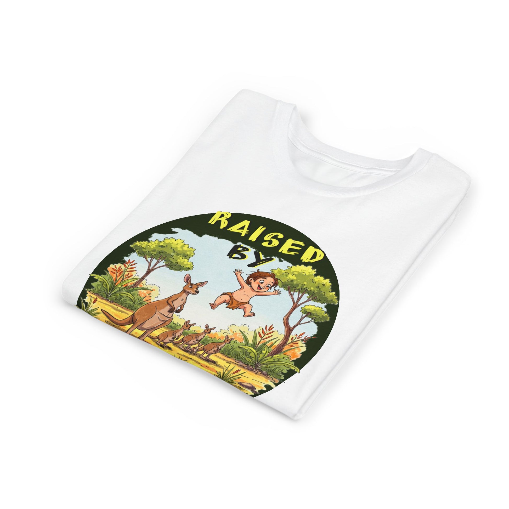'Raised by Kangaroos' Youth Short Sleeve Tee - Fun Nature Graphic T-Shirt for Kids, Aussies - Schmartypants