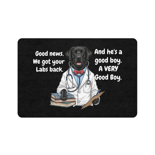 Black Lab Good Boy Pet Food Mat - Personalized Dog Feeding Mat, Funny Labrador Lovers Pet Bowl Mat, Dog Lover Gift