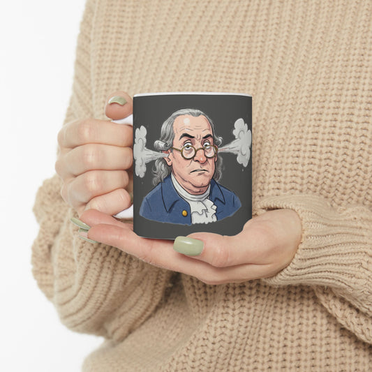 Funny Benjamin Franklin Ceramic Mug - Brainstorming Gift for Intellectuals - Schmartypants