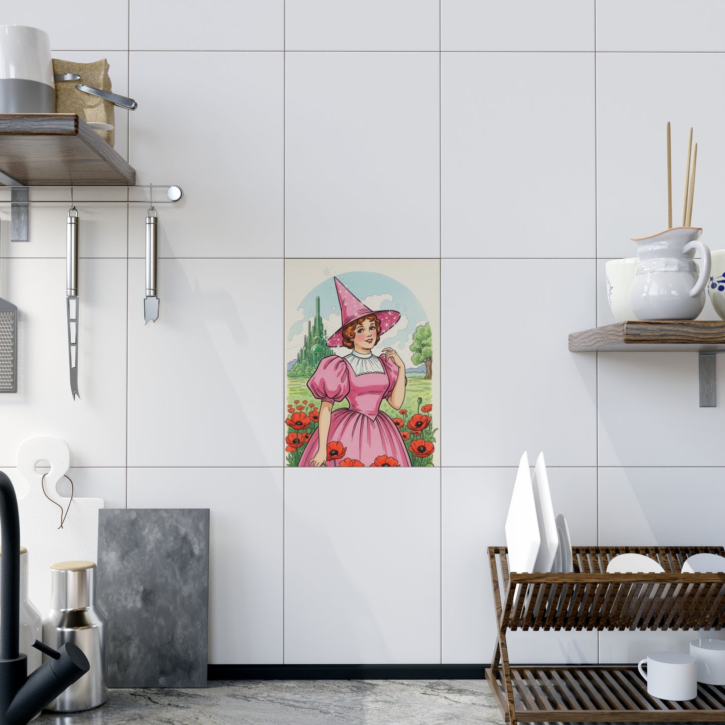 Ceramic Tile, Wizard of Oz Glinda the Good Witch Illustration, Nursery Decor, Baby Shower Gift, Personalizable Home Accent