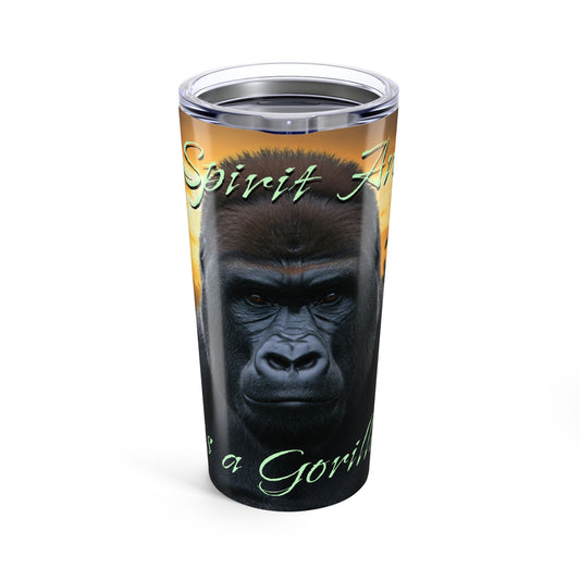 20oz 'My Spirit Animal is a Gorilla' Tumbler - Beautiful Travel Mug for Animal Lovers, Conservationists - Schmartypants