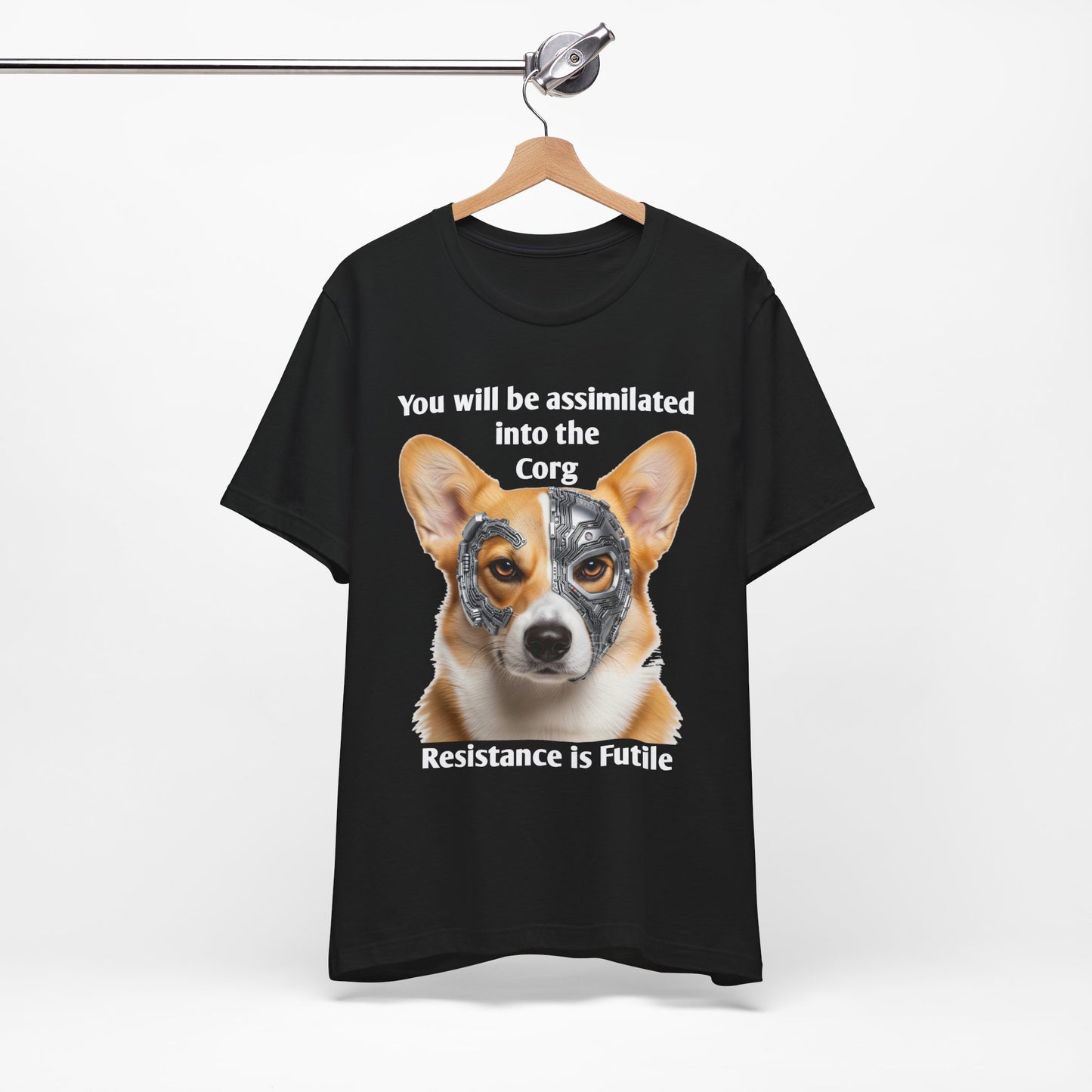 Star Trek Corgi Unisex Tee, Borg Implants, Resistance is Futile, Funny Gift for Corgi Lovers, Trekkies, Trekkie Conventions, Dog Park