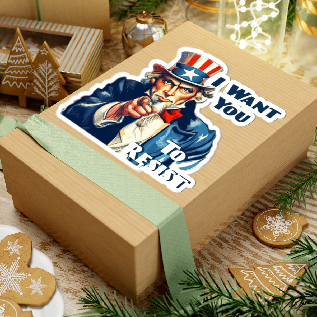 Uncle Sam 'I Want You to Resist' Kiss-Cut Stickers - Patriotic Protest Decals for Laptops, Water Bottles, and More - Schmartypants