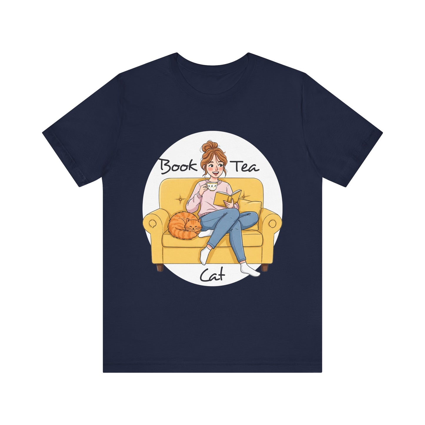 Cozy Book Lover Tee - Book, Tea, Cat Design _ Cat Lovers Gift - Book Lovers Gift - Tea Lovers Gift - Schmartypants