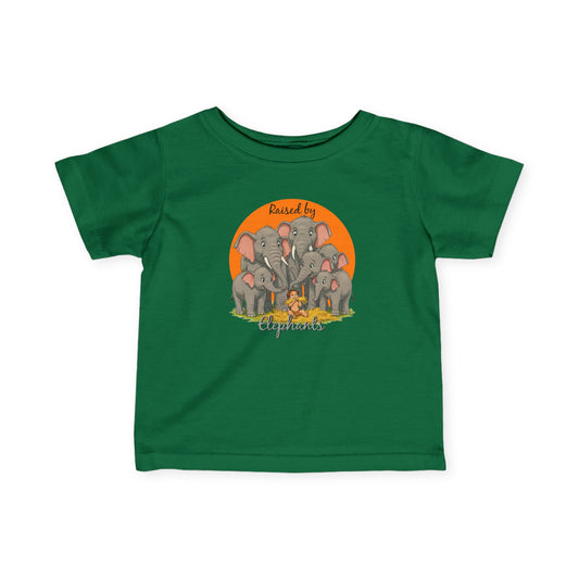 Cute Funny Elephant Theme Infant Tee - "Raised by Elephants" - Schmartypants