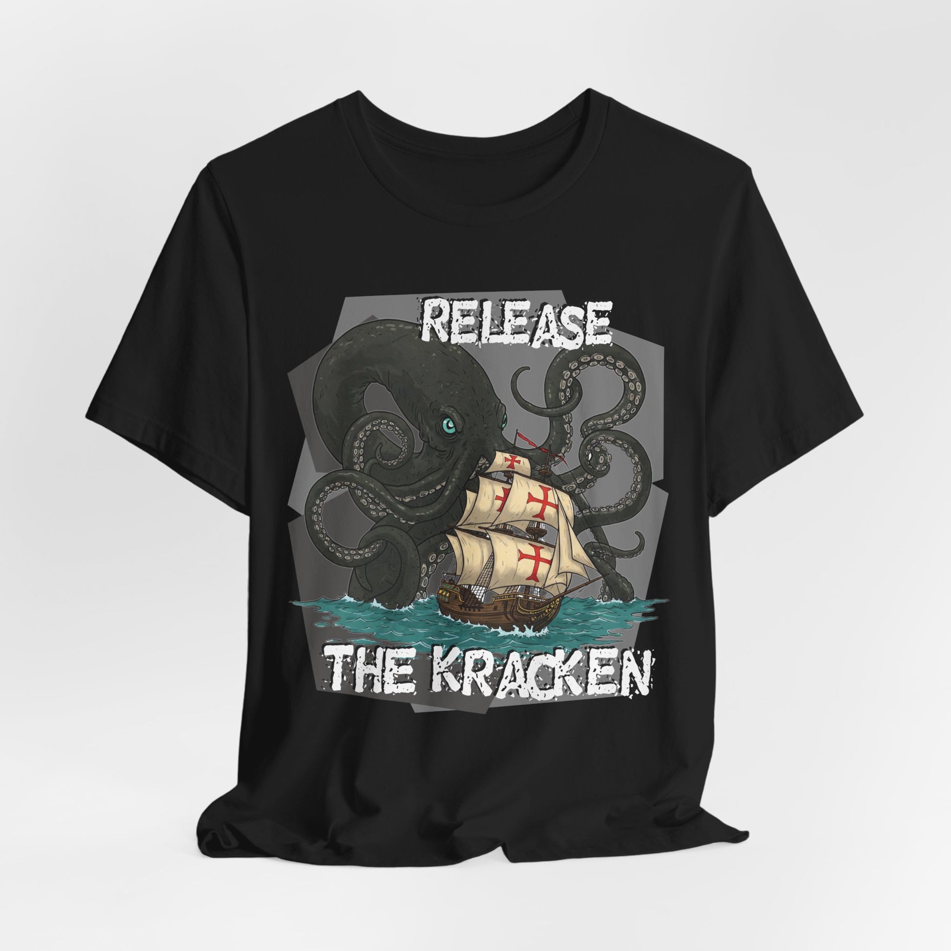 'Release The Kraken!' Tee - Unisex Short Sleeve Shirt, Nautical Tees, Pirate Fashion, Ocean Lover Gift, Funny T-Shirt, Sea Creature Shirt, Great for Gamers - Schmartypants