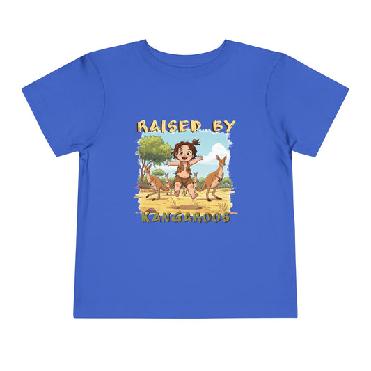 Funny 'Raised by Kangaroos' Toddler Short Sleeve Tee - Cute Animal Design for Kids - Schmartypants