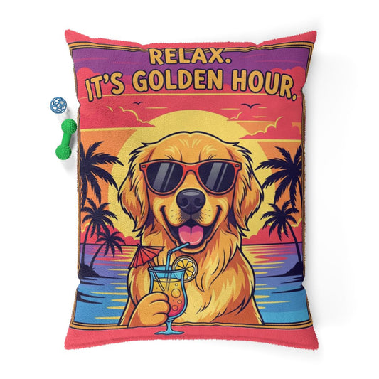 Golden Retriever Tropical Pet Bed, Relax Golden Hour Dog Bed, Large Stylish Dog Couch, Cozy Cat Furniture, Fun Pet Accessories