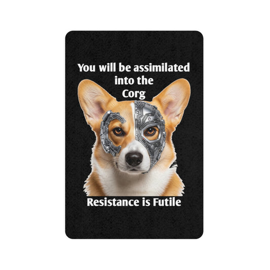 Funny Corgi Pet Food Mat, Resistance is Futile Trekkie Fan Dog Feeding Mat, Corgi Lover Gift, Kitchen Accessories, Animal Themed Decor