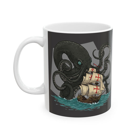 Octopus-Themed Ceramic Mug - "Release the Kraken" Design for Pirates and Gamers - Schmartypants