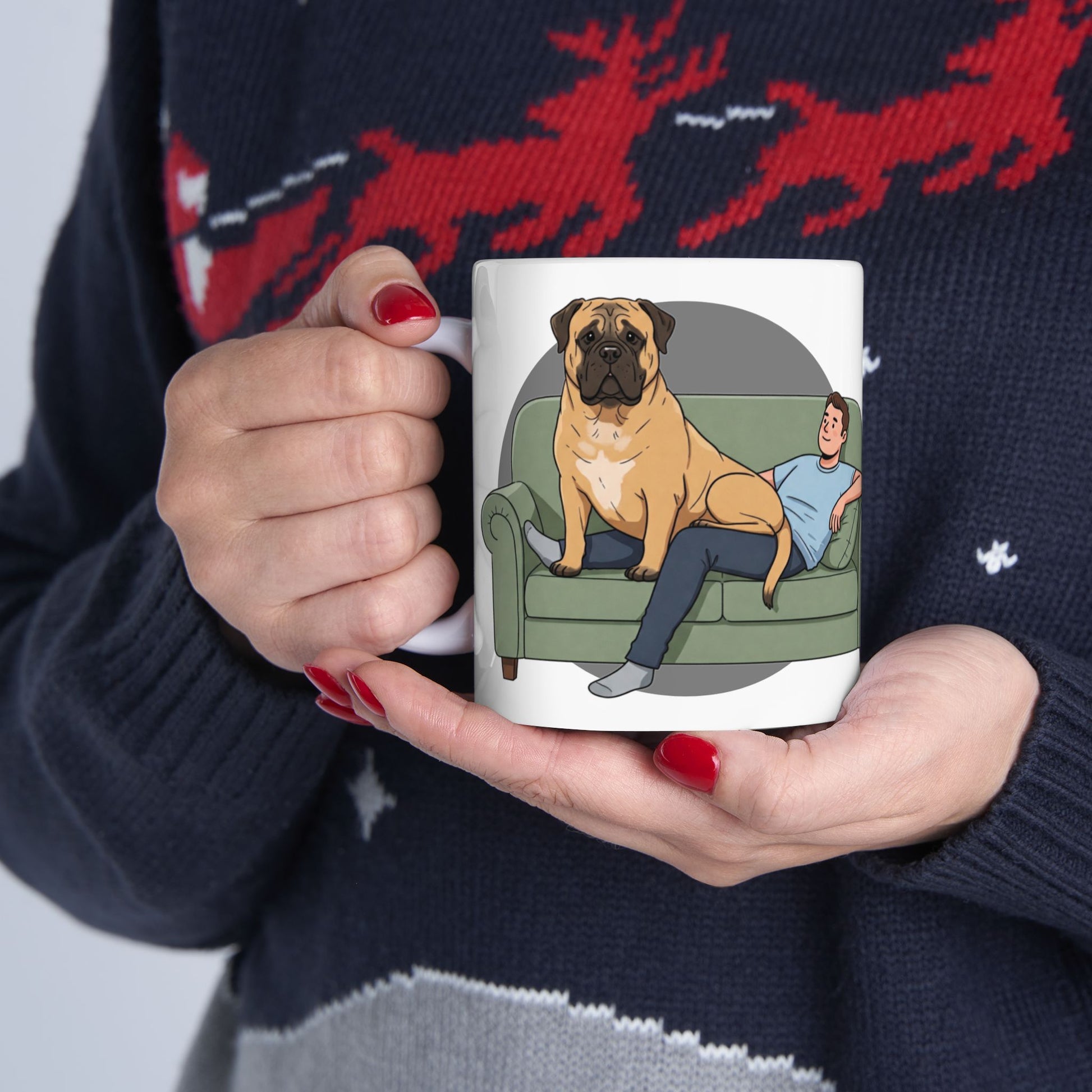Cozy Mastiff Lover's Ceramic Mug - Perfect Gift for Mastiff Dog Owners, Funny Coffee Cup, Home Decor, Pet Lover Gift, Relaxation Mug - Schmartypants