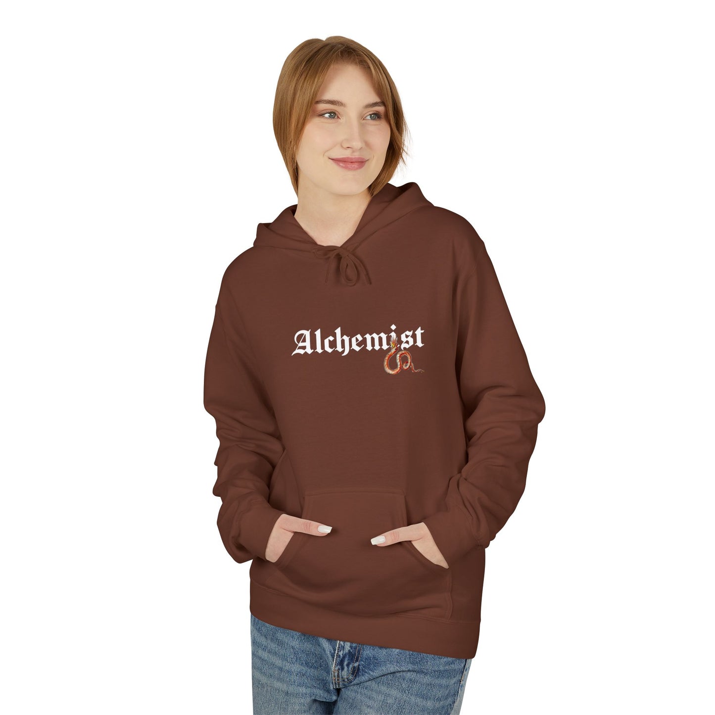 Fantasy Dragon Alchemist Hoodie, Cozy Unisex Pullover, Ideal for Gift, Casual Wear, Magical Conjurer, Ancient Alchemy Design