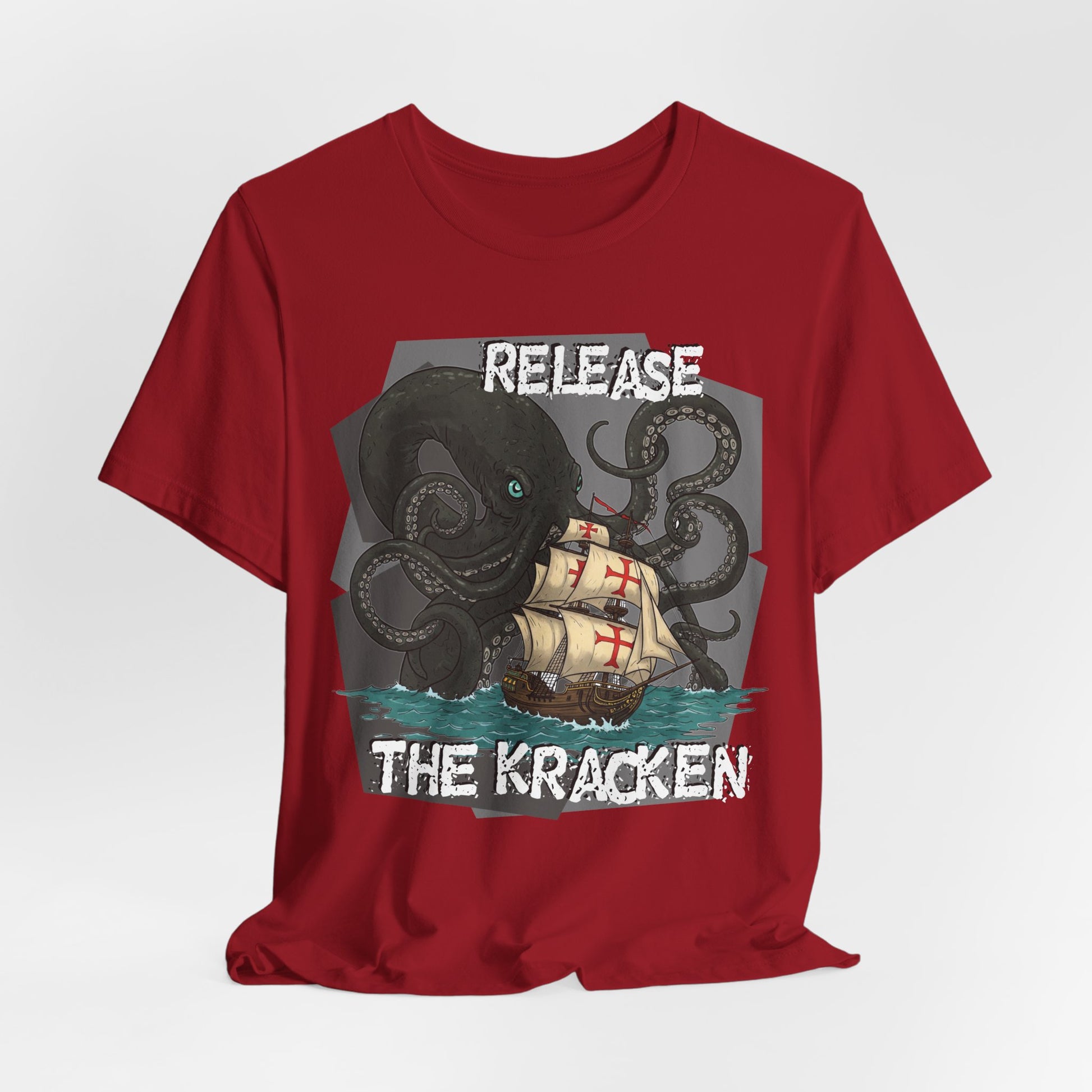 'Release The Kraken!' Tee - Unisex Short Sleeve Shirt, Nautical Tees, Pirate Fashion, Ocean Lover Gift, Funny T-Shirt, Sea Creature Shirt, Great for Gamers - Schmartypants