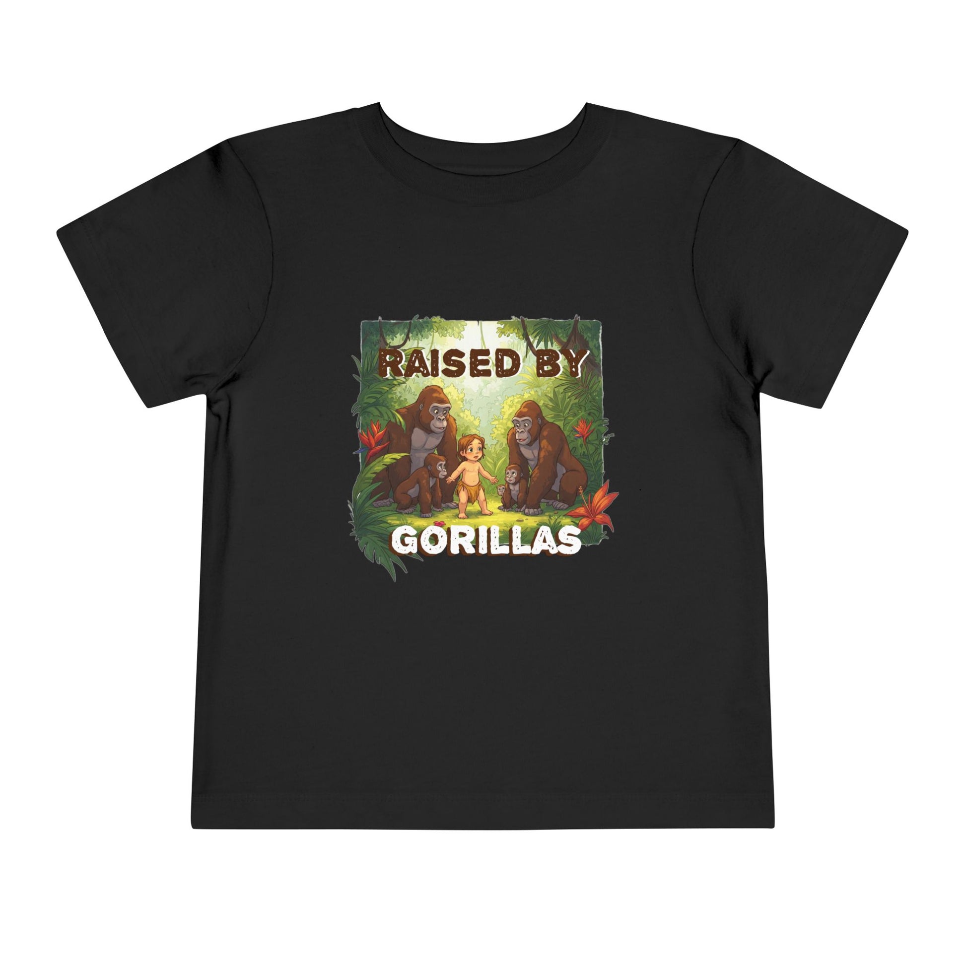 Funny and Adorable Toddler Tee - 'Raised by Gorillas' Design for kids who love gorillas - Schmartypants