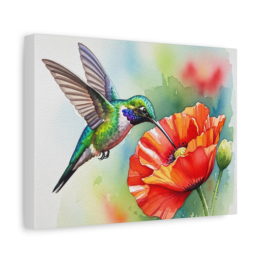 Colorful Hummingbird Canvas Print - Wall Art, Nature Decor, Home Decoration, Gift for Bird Lovers, Floral Artwork