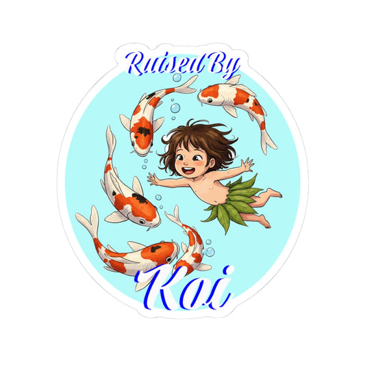 'Raised By Koi' Kiss-Cut Stickers – Funny Aquatic Decor for Nature Lovers, Koi Lovers - Schmartypants