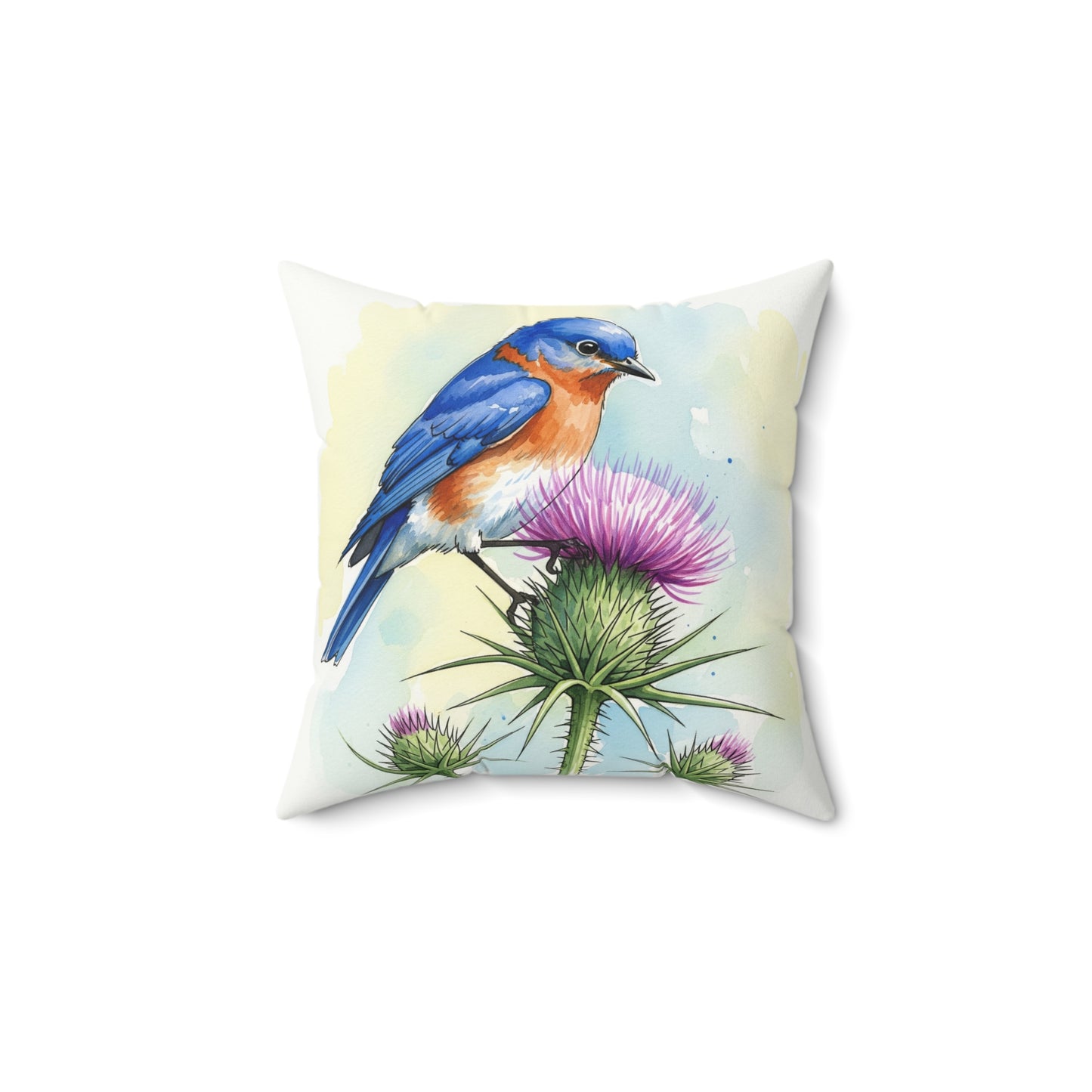 Bluebird Floral Pillow, Nature Decor, Cozy Home Accent, Gift for Bird Lovers, Spring Decor, Throw Pillow, Wildlife Cushion