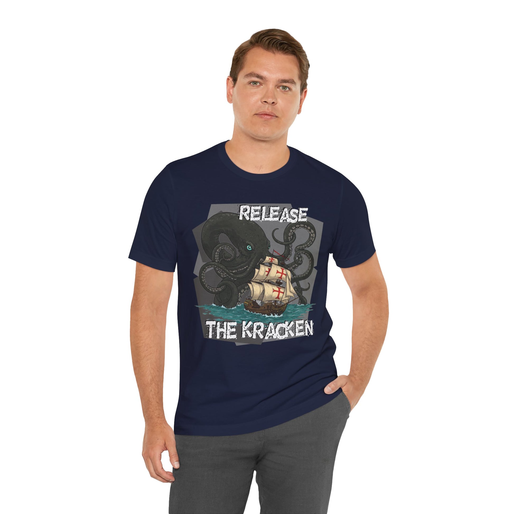 'Release The Kraken!' Tee - Unisex Short Sleeve Shirt, Nautical Tees, Pirate Fashion, Ocean Lover Gift, Funny T-Shirt, Sea Creature Shirt, Great for Gamers - Schmartypants