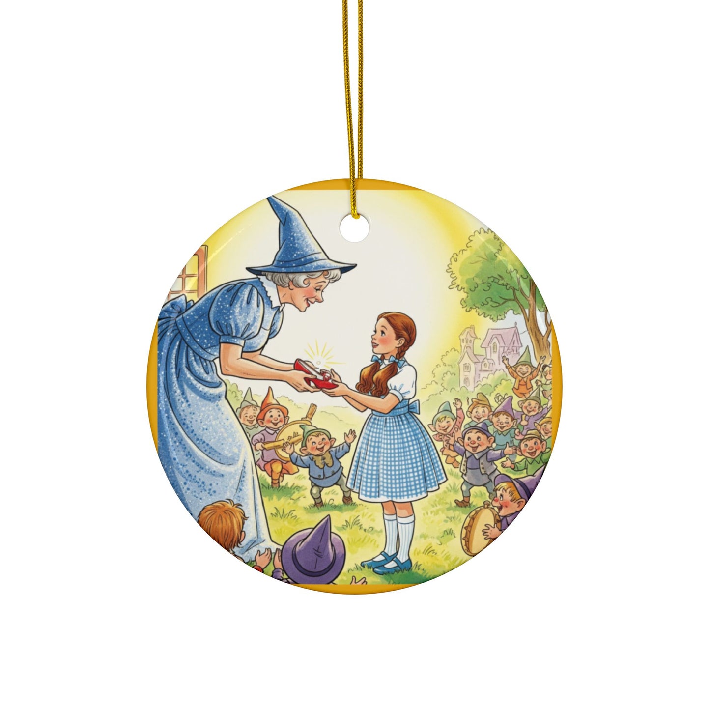 Ceramic Ornament, Wizard of Oz Storybook Illustration Tree Ornament, Dorothy Ruby Slippers, Glenda the Good Witch, 2-Side Print, (1pc, 3pcs,