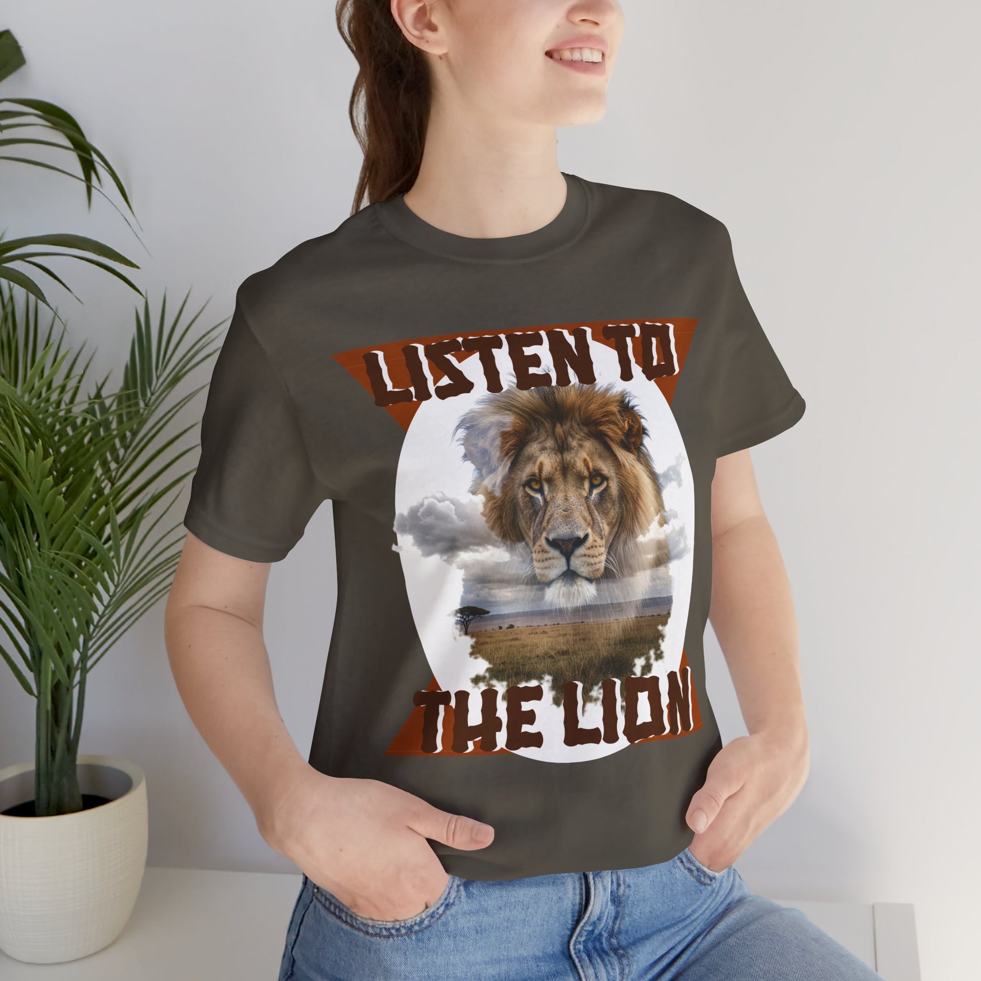 Listen to the Lion Unisex Tee, Casual T-Shirt, Wildlife Lover Gift, Nature Enthusiast Apparel, Birthday Present, Adventure Wear, Van Morrison Fans - Schmartypants