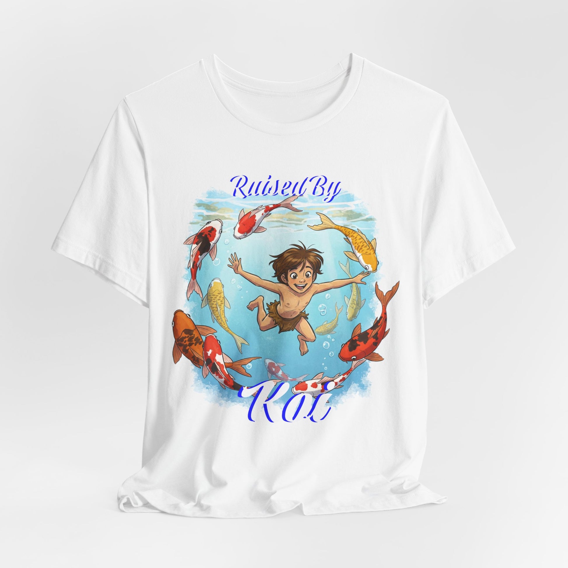 'Raised By Koi; Unisex Jersey Tee - Funny Graphic Tee for Aquatic Lovers, Cute Gift for Birthdays, Casual Wear, Summer Fashion, Relaxed Style - Schmartypants