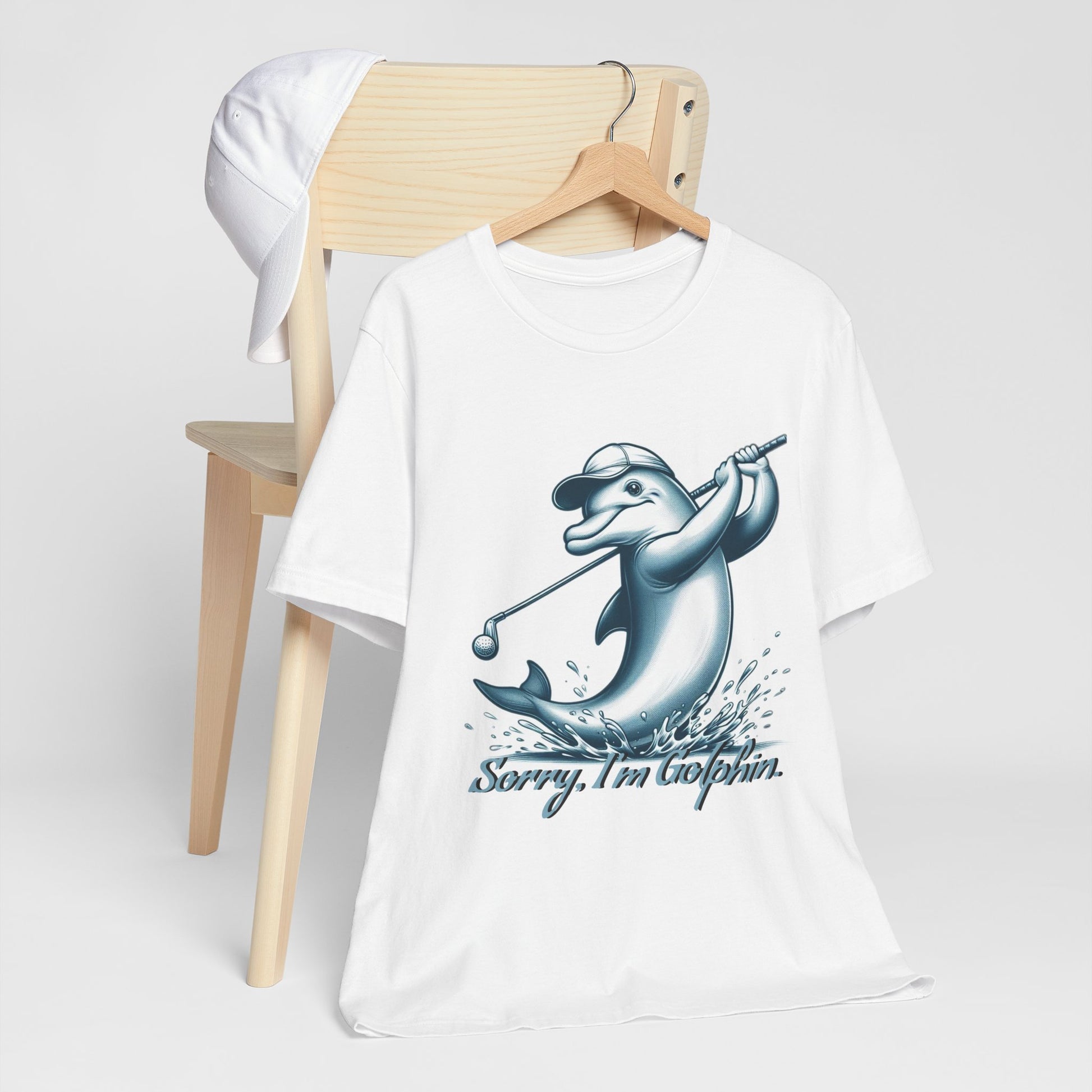 Funny Dolphin Golfing Tee - "Sorry, I’m Golphin" Unisex Jersey Short Sleeve Shirt - Dad Joke and Golfers Gift - Schmartypants