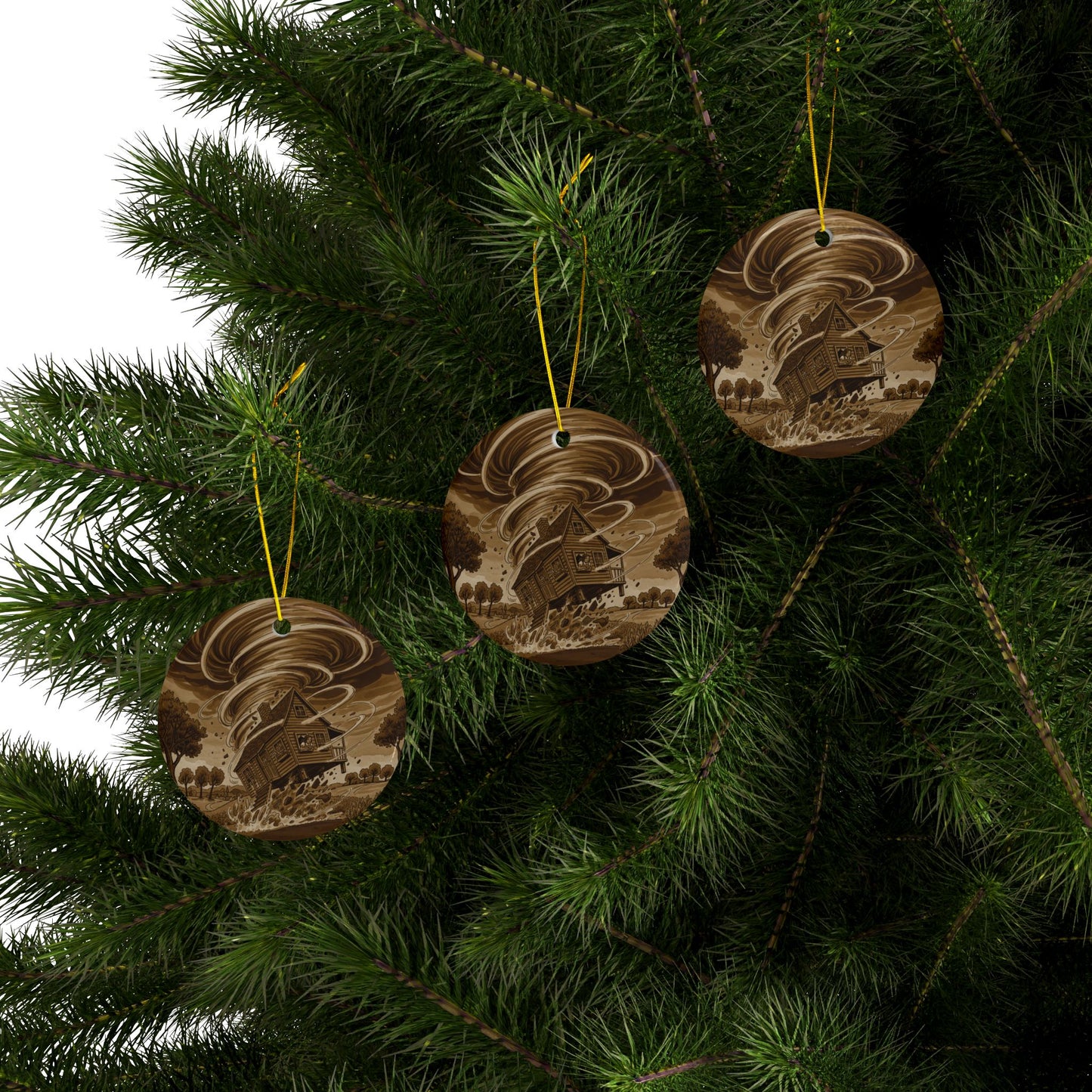 Ceramic Ornaments, Wizard of Oz Storybook Illustration Tree Ornament, The Twister, Collectible Series 2, (1pc, 3pcs, 5pcs, 10pcs), Holiday