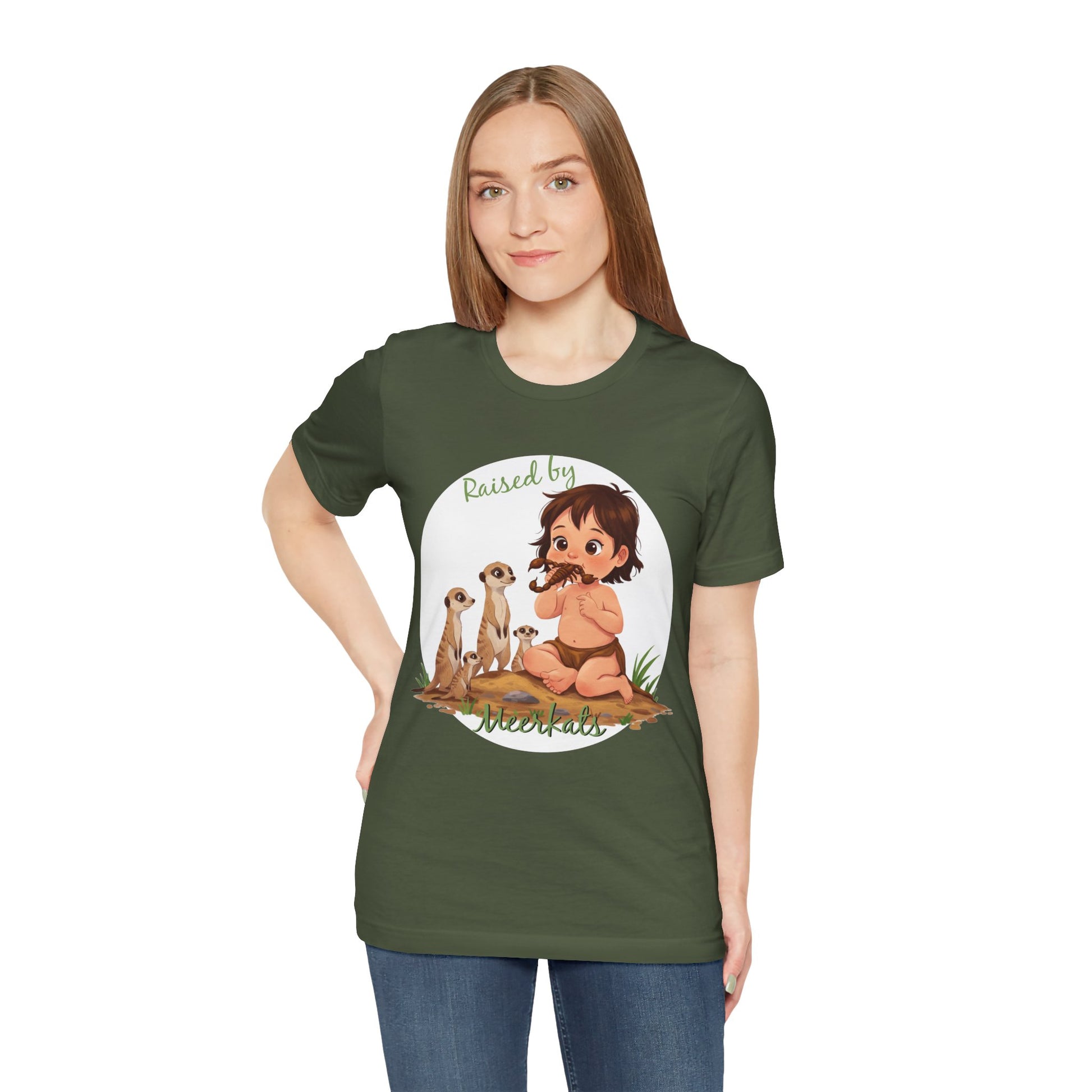Funny Meerkat Tee - "Raised by Meerkats" Unisex Jersey Short Sleeve Shirt - for Meerkat and Wildlife Lovers - Schmartypants