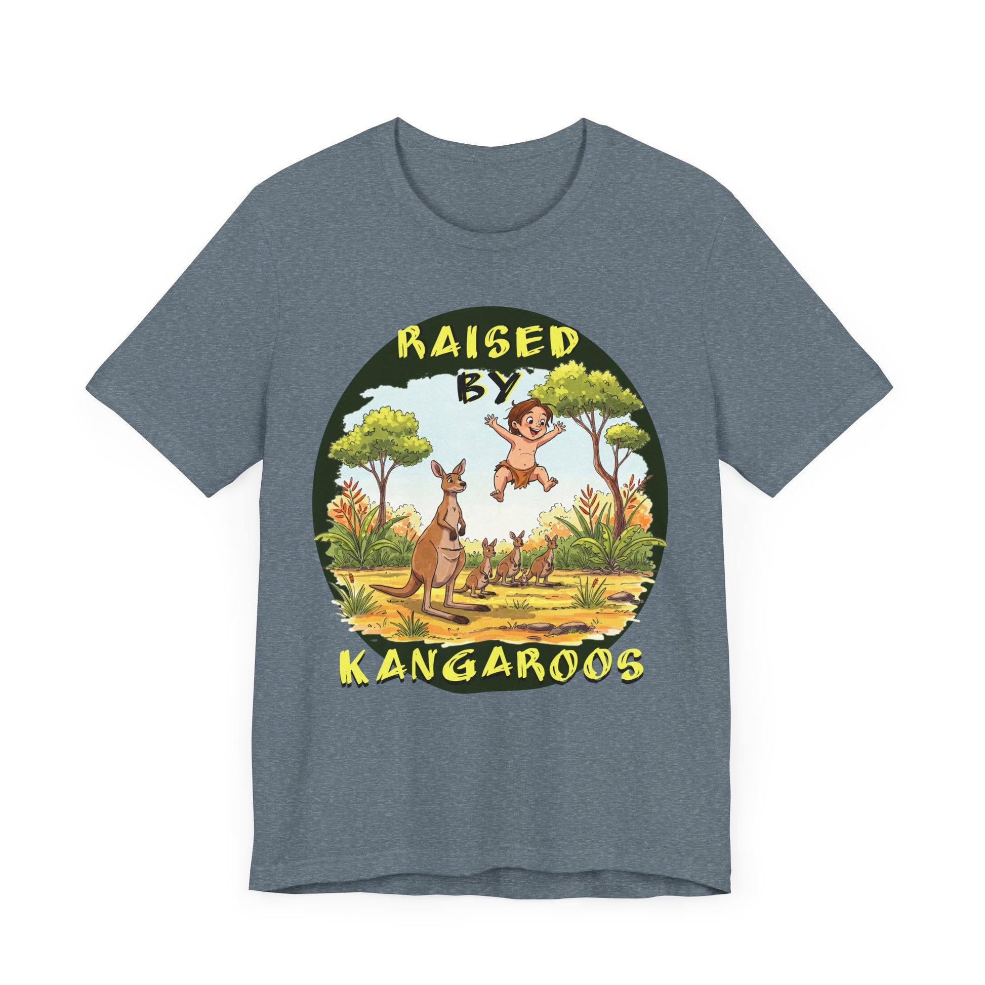 'Raised by Kangaroos' Unisex Short Sleeve Tee - Fun and Playful T-Shirt for Animal Lovers, Aussies - Schmartypants