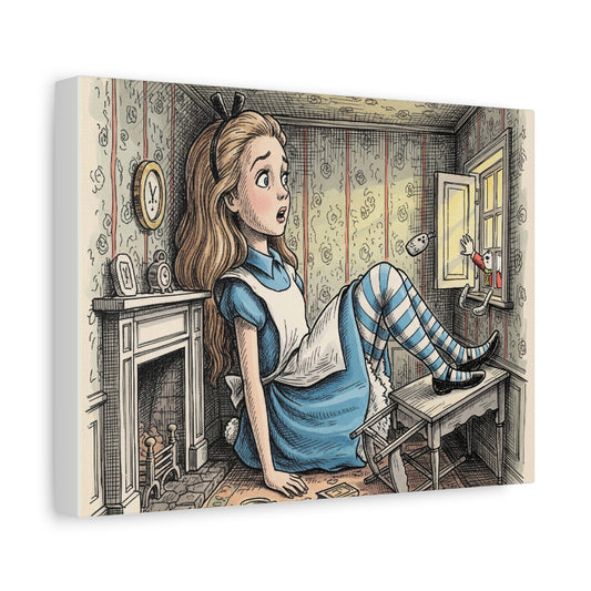 Alice in Wonderland Canvas Print Wall Art, Stretched Matte Canvas, Fantasy Children's Classic, Home Decor, Nursery Decoration