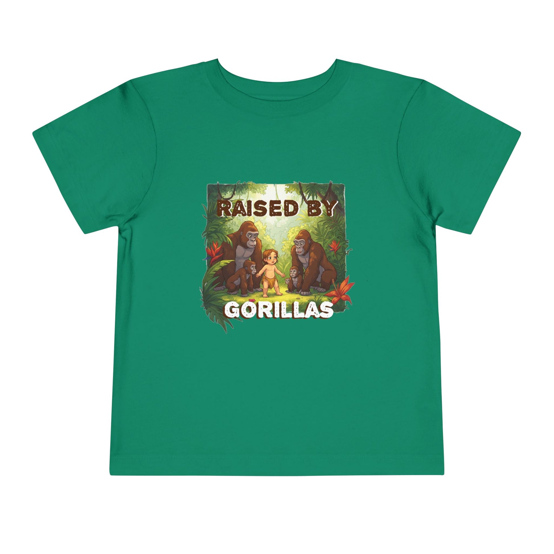 Funny and Adorable Toddler Tee - 'Raised by Gorillas' Design for kids who love gorillas - Schmartypants