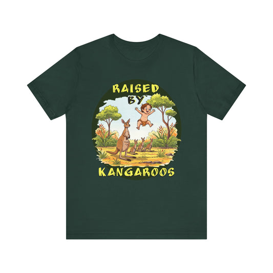'Raised by Kangaroos' Unisex Short Sleeve Tee - Fun and Playful T-Shirt for Animal Lovers, Aussies - Schmartypants