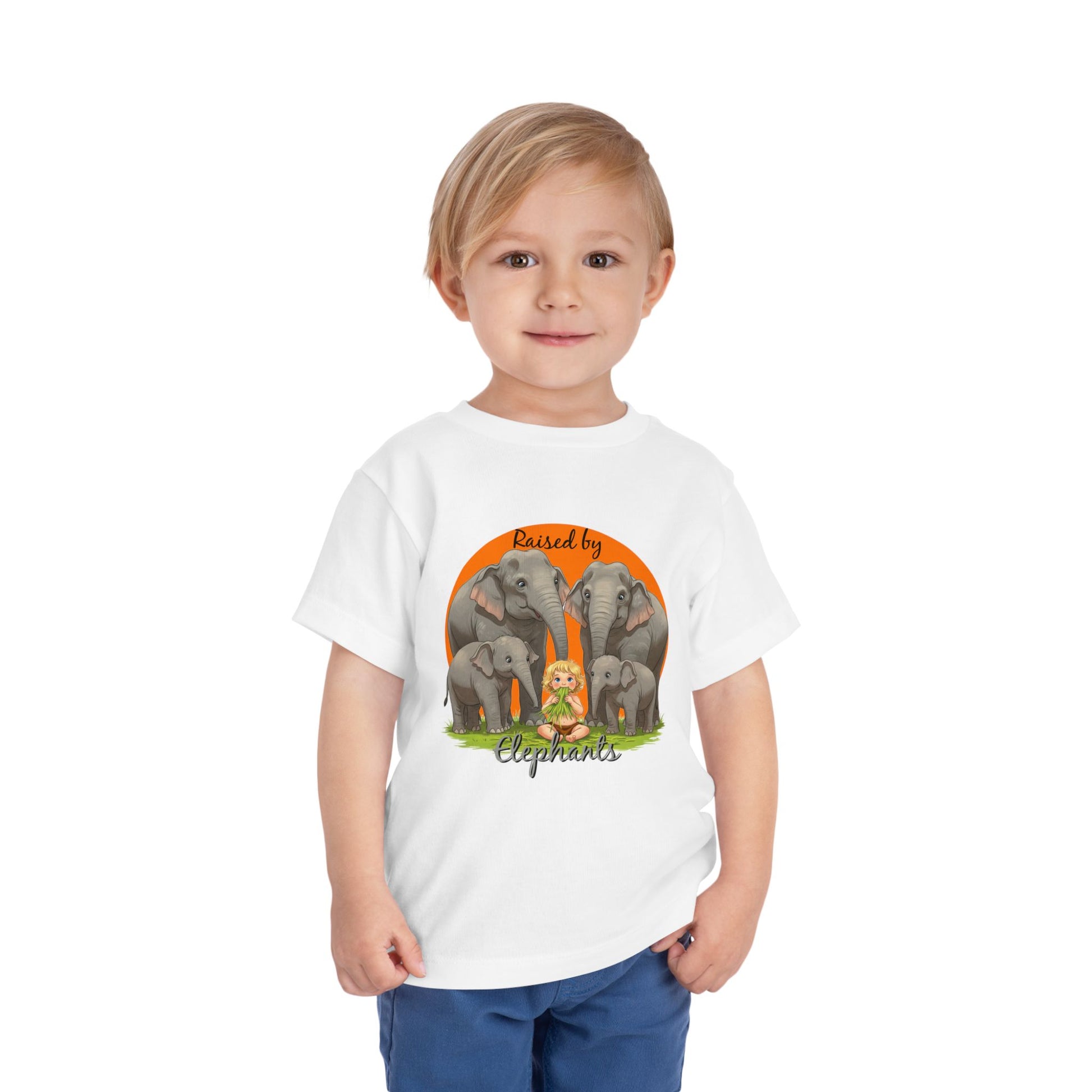 Raised by Elephants Toddler Tee – Adorable Hilarious Short Sleeve Shirt for Kids - Schmartypants