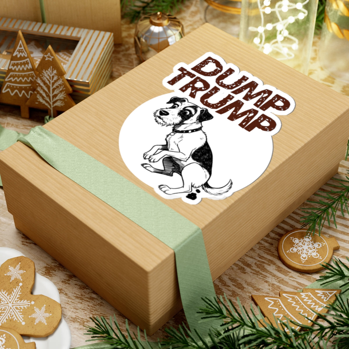 Funny Dog Art Kiss-Cut Stickers - "Dump Trump" Design for Political Humor - Schmartypants