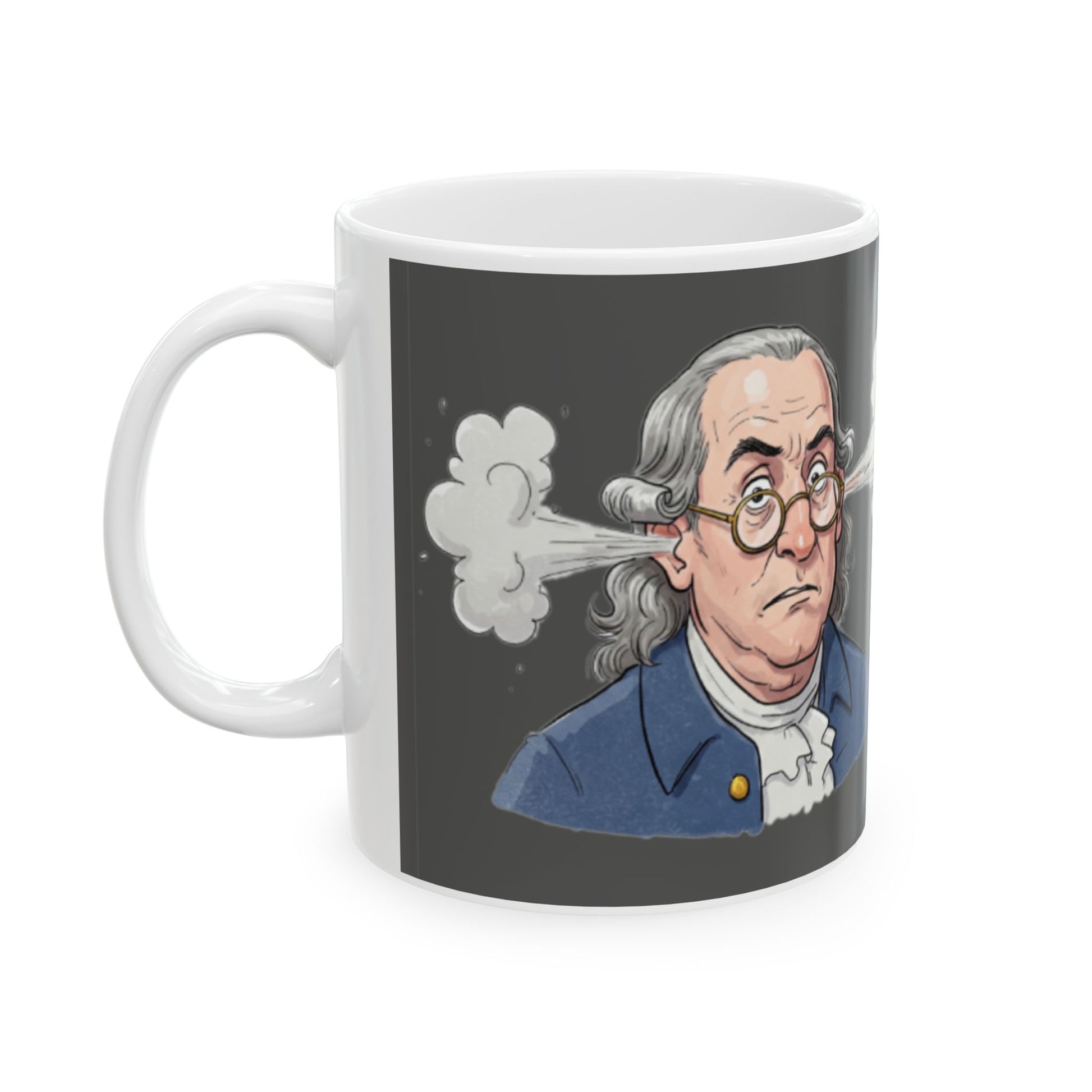 Funny Benjamin Franklin Ceramic Mug - Brainstorming Gift for Intellectuals - Schmartypants