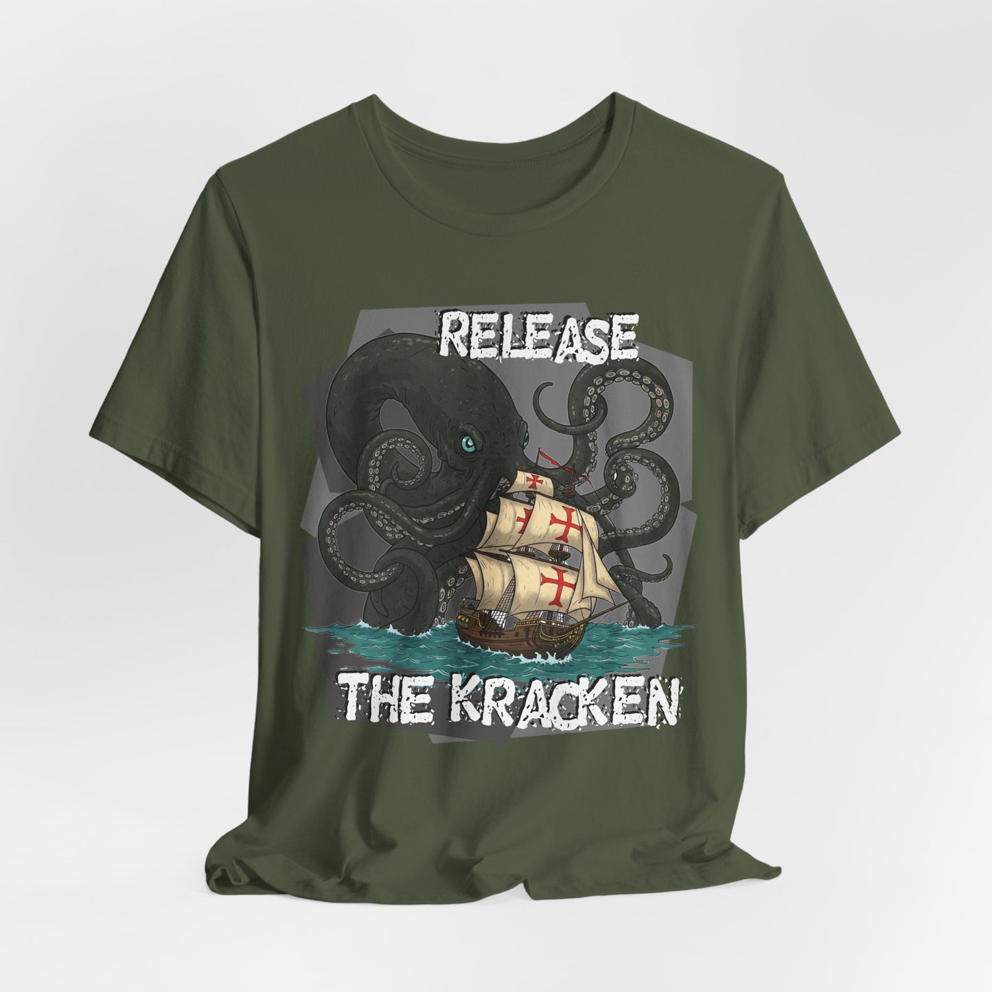 'Release The Kraken!' Tee - Unisex Short Sleeve Shirt, Nautical Tees, Pirate Fashion, Ocean Lover Gift, Funny T-Shirt, Sea Creature Shirt, Great for Gamers - Schmartypants