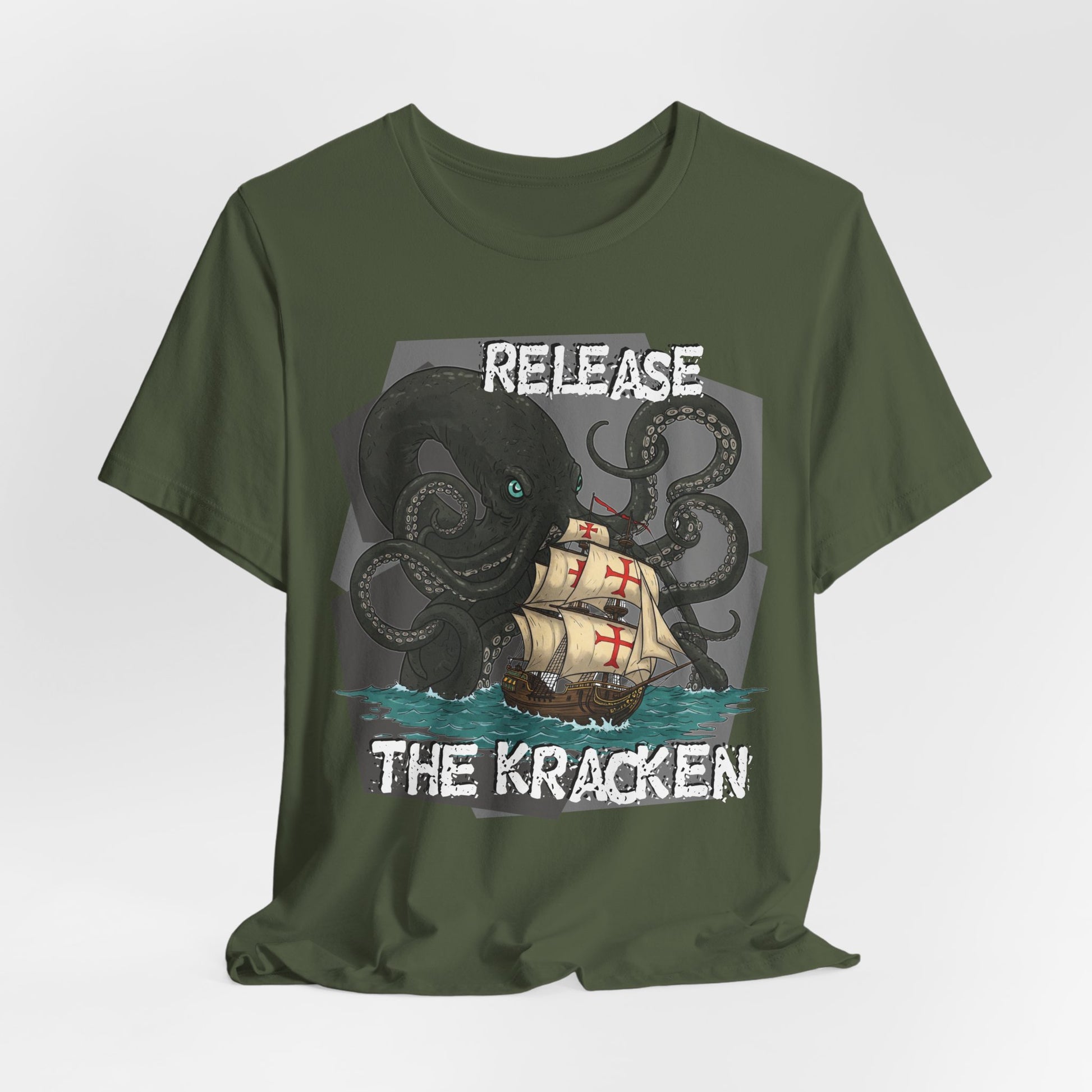 'Release The Kraken!' Tee - Unisex Short Sleeve Shirt, Nautical Tees, Pirate Fashion, Ocean Lover Gift, Funny T-Shirt, Sea Creature Shirt, Great for Gamers - Schmartypants