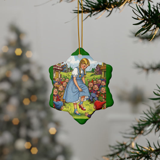 Ceramic Ornaments, Wizard of Oz Vintage Storybook Christmas Tree Ornaments, Dorothy Ruby Slippers Collectible Decor, Holiday Gift, Ornament