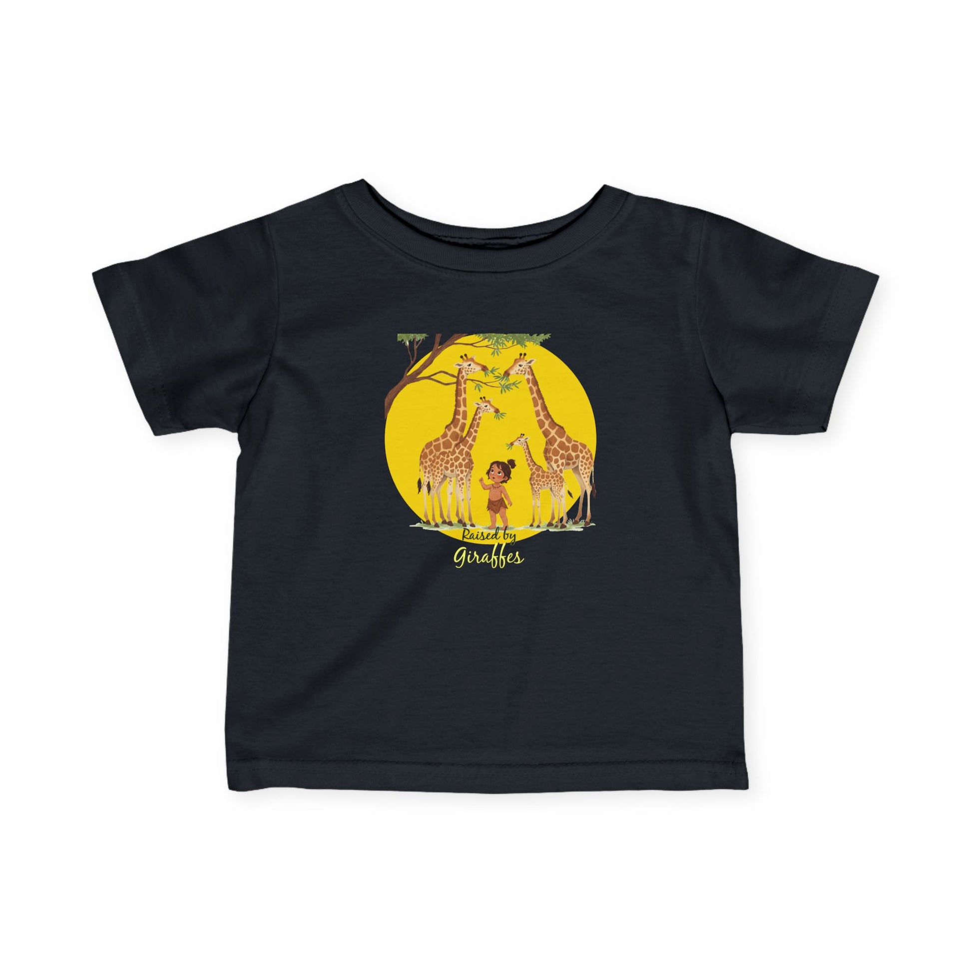 Cute, Funny Giraffe Infant Fine Jersey Tee - 'Raised By Giraffes' Shirt - Perfect Baby Gift - Schmartypants