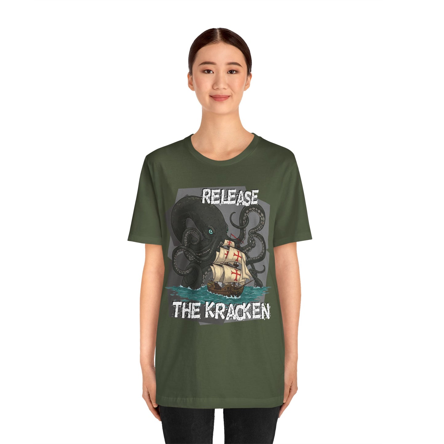 'Release The Kraken!' Tee - Unisex Short Sleeve Shirt, Nautical Tees, Pirate Fashion, Ocean Lover Gift, Funny T-Shirt, Sea Creature Shirt, Great for Gamers - Schmartypants
