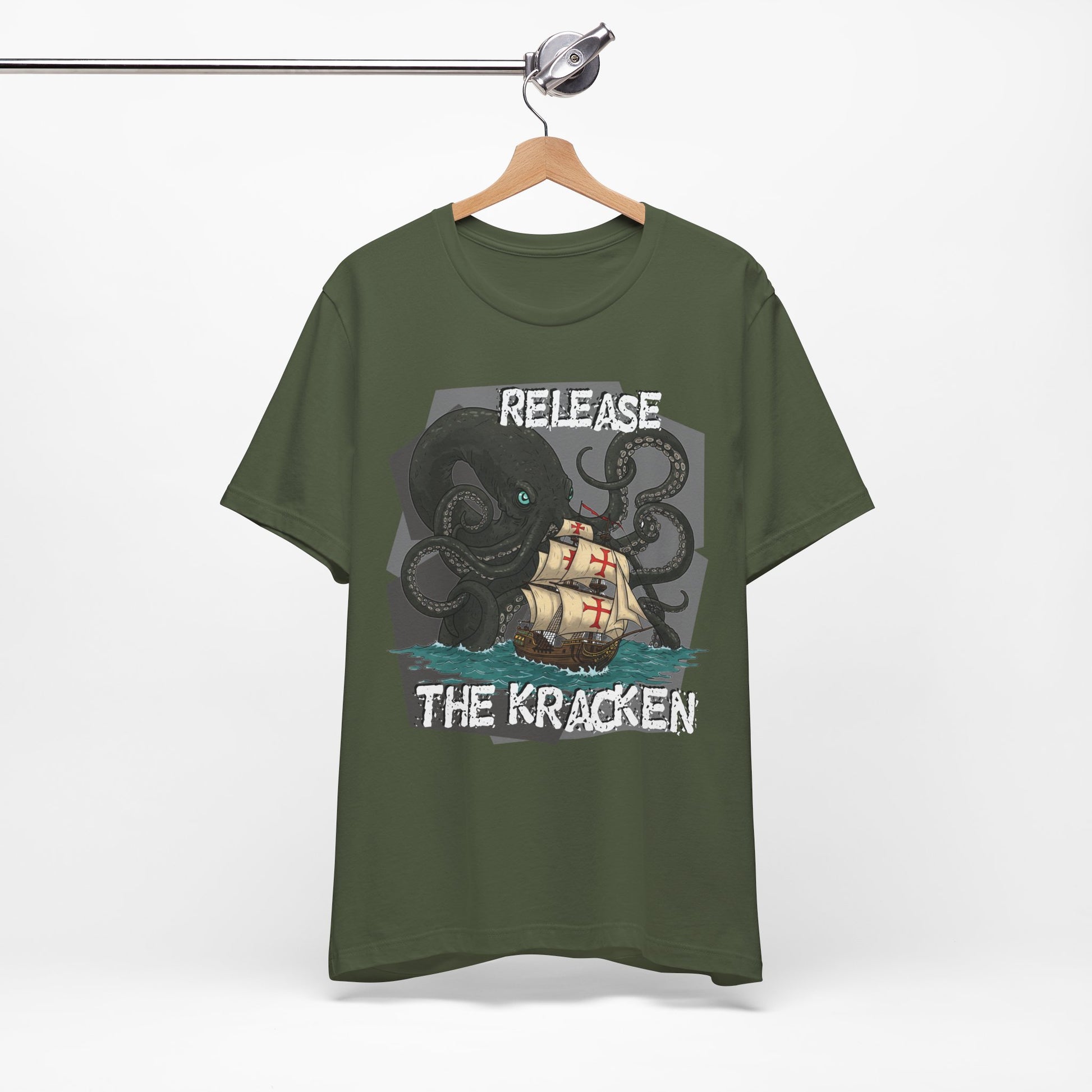 'Release The Kraken!' Tee - Unisex Short Sleeve Shirt, Nautical Tees, Pirate Fashion, Ocean Lover Gift, Funny T-Shirt, Sea Creature Shirt, Great for Gamers - Schmartypants