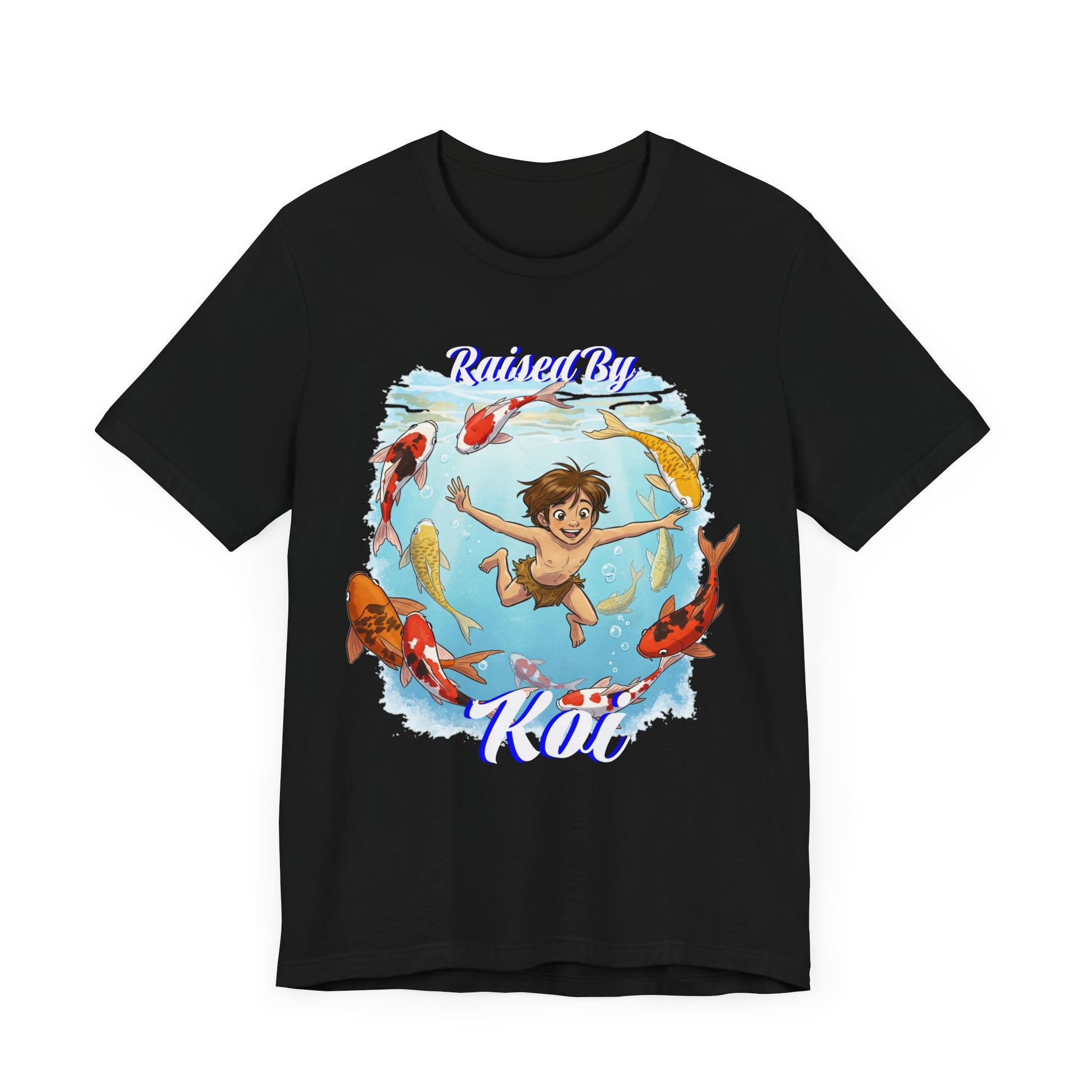 'Raised By Koi; Unisex Jersey Tee - Funny Graphic Tee for Aquatic Lovers, Cute Gift for Birthdays, Casual Wear, Summer Fashion, Relaxed Style - Schmartypants