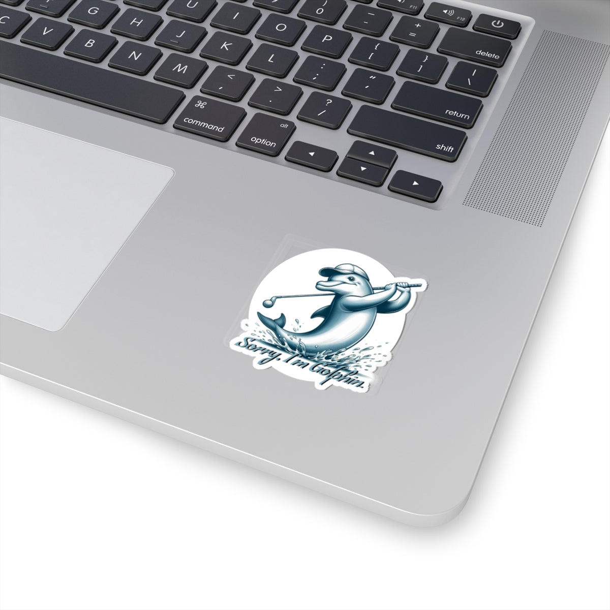 Funny Dolphin Golfing Kiss-Cut Stickers - "Sorry, I'm Golphin'" Dad Joke and Golfers Humor - Schmartypants