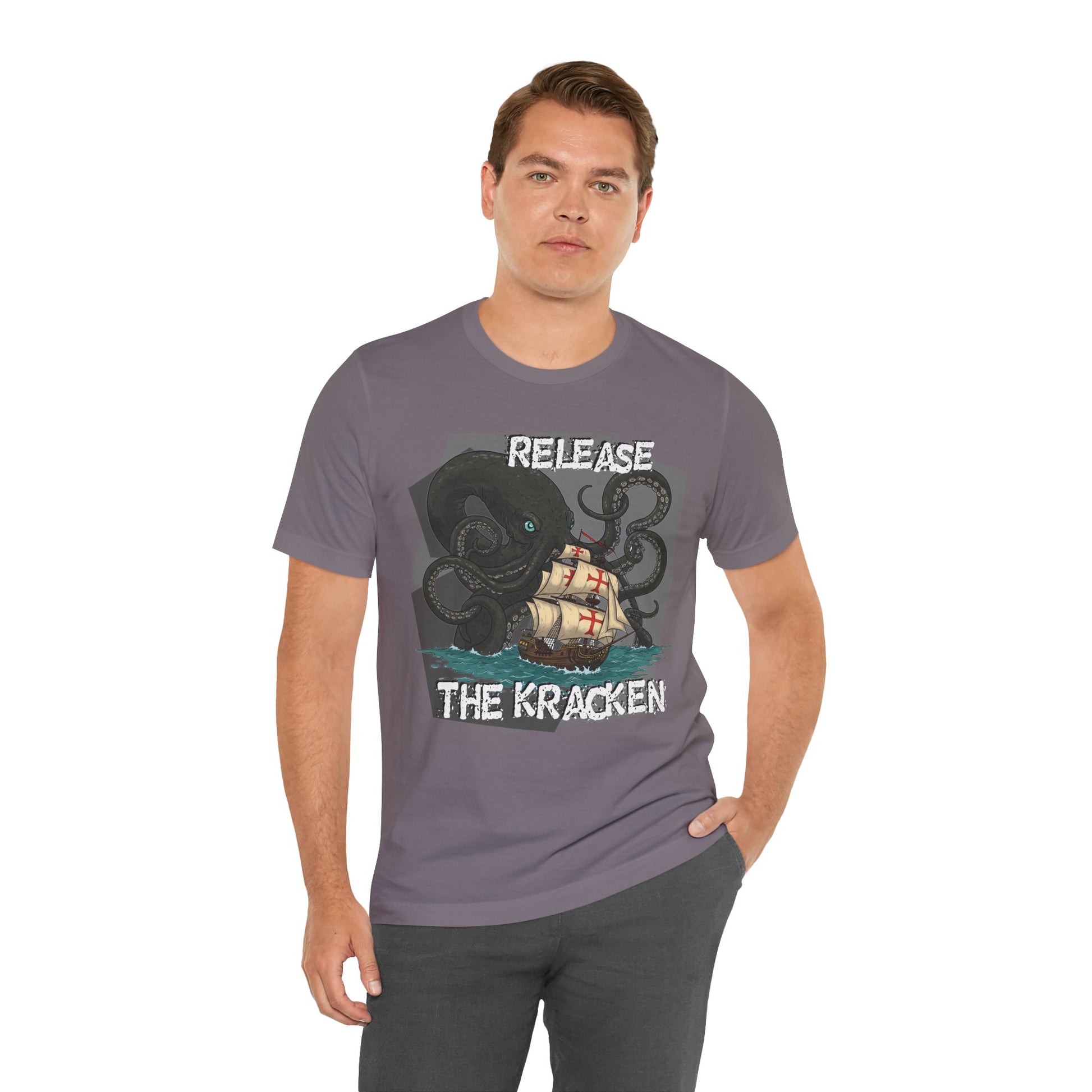 'Release The Kraken!' Tee - Unisex Short Sleeve Shirt, Nautical Tees, Pirate Fashion, Ocean Lover Gift, Funny T-Shirt, Sea Creature Shirt, Great for Gamers - Schmartypants